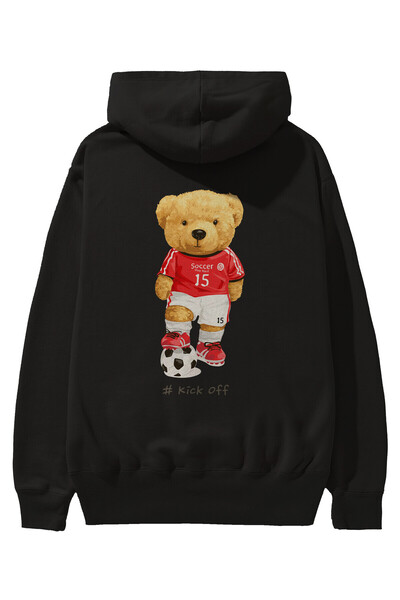 Ankhises Teddy Bear Kick Off Back Štampano Crna Oversize kroj Sa kapuljačom D...