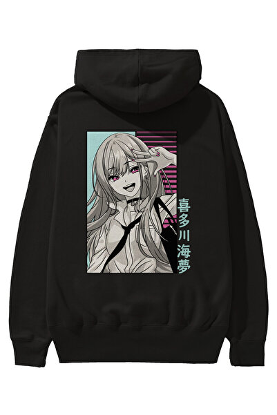 Ankhises Marin Kitagawa 1 Anime Back Printed Μαύρο Φούτερ με κουκούλα μεγάλου...