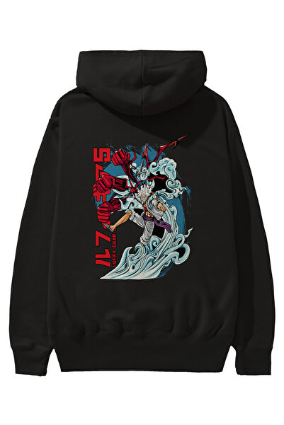 Ankhises MONKEY D. LUFFY GEAR5 2 Anime Back Štampano Crna Oversize kroj Sa ka...