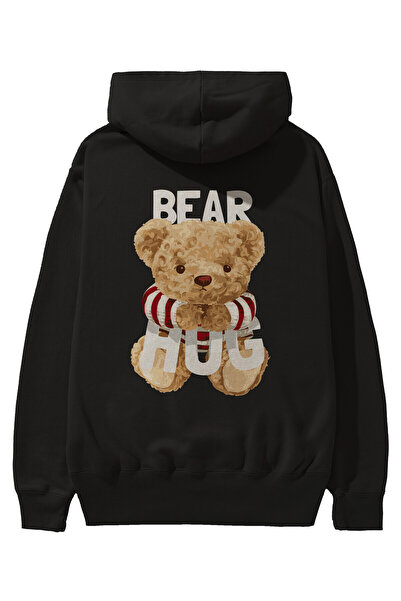 Ankhises Medvedić Hug Back Štampano Crna Oversize kroj Sa kapuljačom Dukseric...