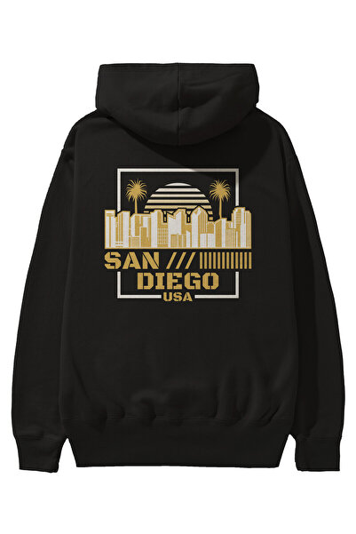 Ankhises San Diego Back Štampano Crna Oversize kroj Sa kapuljačom Dukserica M...