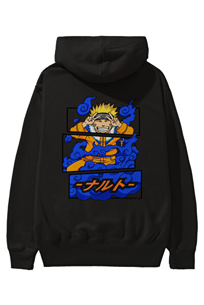 Ankhises Naruto Uzumaki Anime Back Štampano Crna Oversize kroj Sa kapuljačom ...