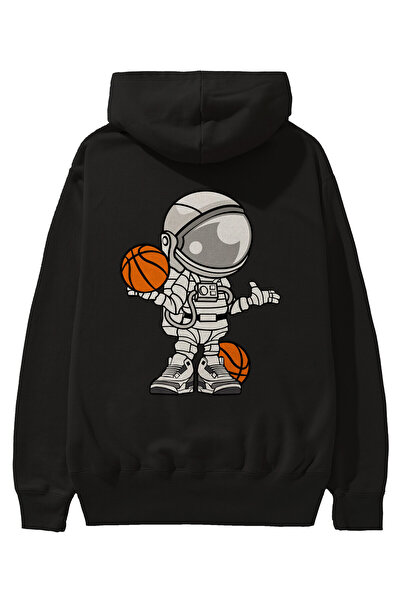 Ankhises Astronaut Košarkaš Natrag Štampano Crna Oversize kroj Sa kapuljačom ...