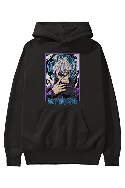 Ankhises SATORU GOJO 3 Anime Front Štampano Crna majica sa kapuljačom Oversiz...