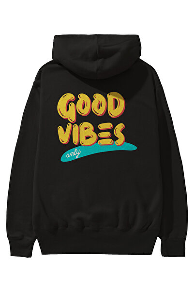 Ankhises Good Vibes Back Štampano Crna Oversize kroj Sa kapuljačom Dukserica ...