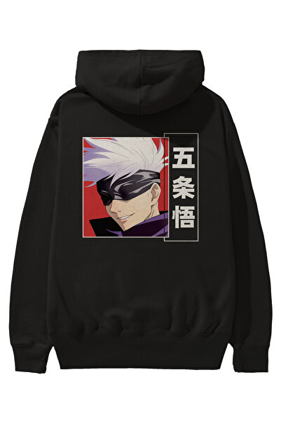 Ankhises SATORU GOJO Anime Back Štampano Crna Oversize kroj Sa kapuljačom Duk...