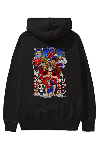 Ankhises MONKEY D. LUFF-ONE PIECE 2 Anime Back Štampano Crna Oversize kroj Sa...