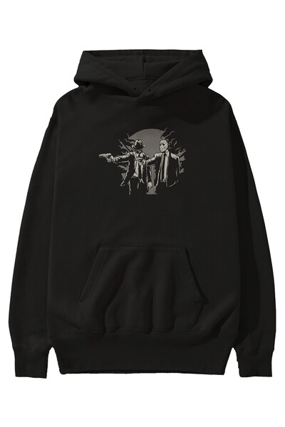 Ankhises Hanorac negru cu glugă oversize Pulp Killer pentru bărbați și femei