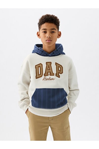 GAP Erkek Çocuk Kırık Beyaz DAP × GAP Kids Colorblock Logo Sweatshirt