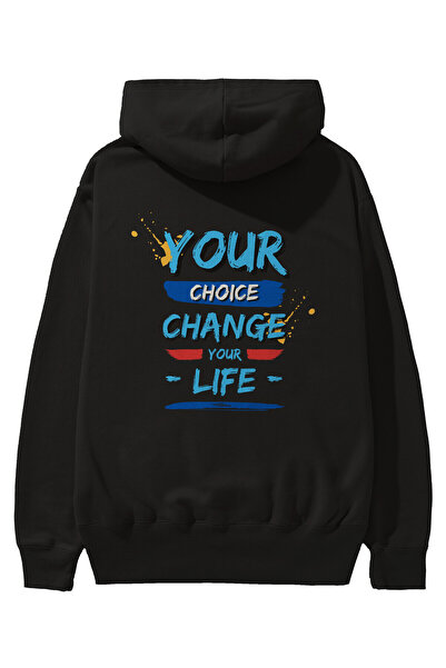 Ankhises Your Choice Change Your Life Світло-сірий оверсайз-светр з капюшоном...