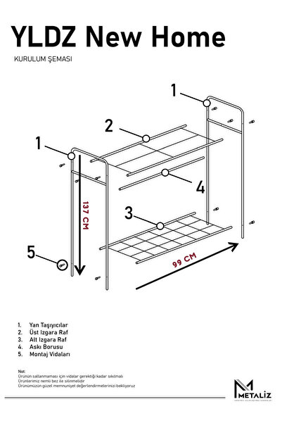 metaliz consept Tekerli Modern Metal Elbise Askılığı - Katlı Raflı Portatif Giysi Standı, Gold Renk