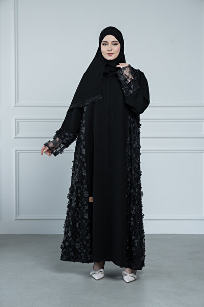 LAVİNİA Lavinia women's abaya, embroidered with Internet fabric, with tulle sides