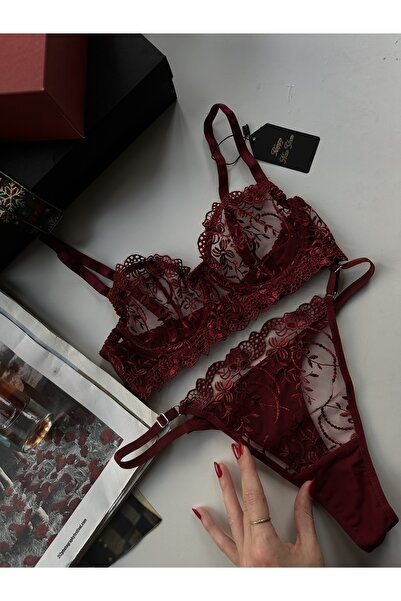 La Madame Airy Bordo Bralet Takımı