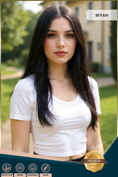 KONAK PERUK Fiber Sentetik Uzun Düz Peruk - Siyah