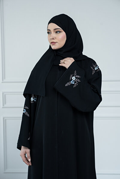 LAVİNİA Lavinia women's abaya with rose sleeve embroidery, Internet fabric