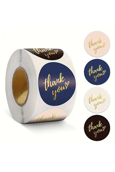 hdcw 500 Pcs 2.5cm Roll Adhesive Gold Thanks "Thank You" Sticker Label Gift Packaging