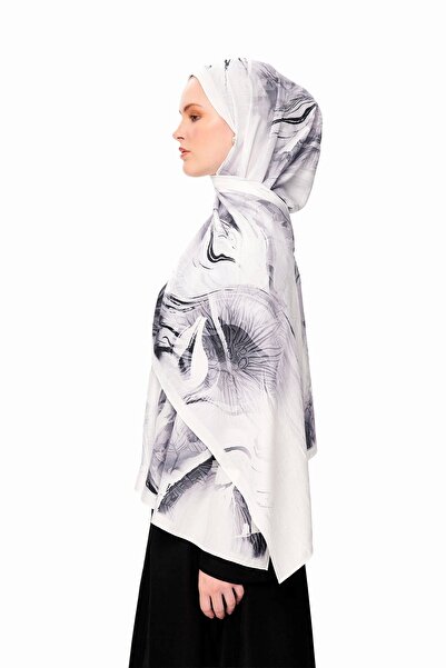 MOISCARF Florence Dream Zero Weight Patterned Shawl White