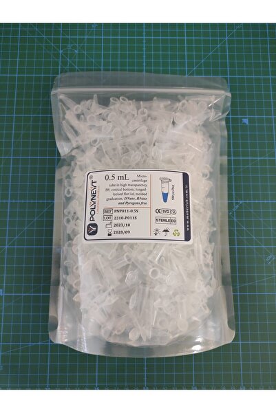 POLYNEYT 0.5 mL, Mikro-Santrifüj Tüpü - Düz ve Kilitli Kapaklı - (500 adet/pa...