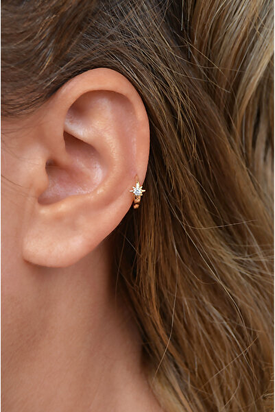 Sacce Scarves&Accessories Gold Kutup Yıldızı Halka Tragus Piercing Helix Kıkırdak Küpesi