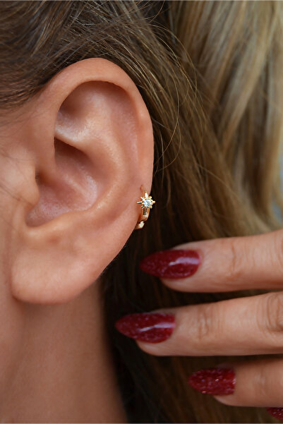 Sacce Scarves&Accessories Gold Kutup Yıldızı Halka Tragus Piercing Helix Kıkırdak Küpesi
