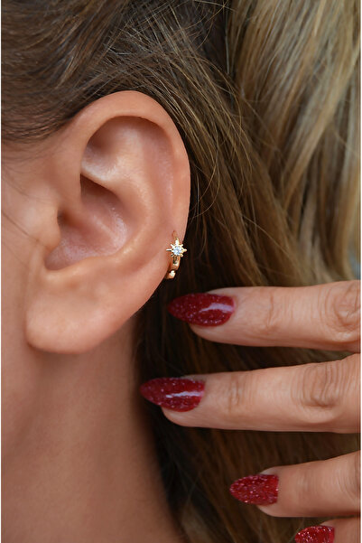 Sacce Scarves&Accessories Gold Kutup Yıldızı Halka Tragus Piercing Helix Kıkırdak Küpesi