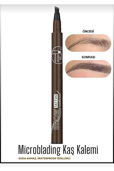 SEVRU Kaş Kalemi Doğal Görünüm 4 Uçlu Naturel Kaş Boyası Kalıcı Likit Akmayan Mutluluk No 3 Koyu Kahve