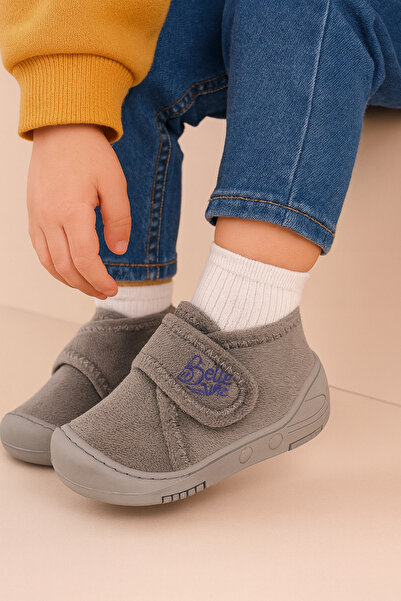 Belle Vie Shoes Gray Plush Lighted Baby-Child Home Boots Slippers