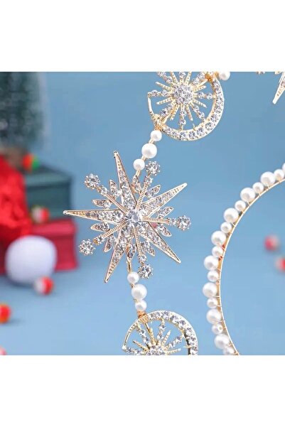 Store Fantastic Crown with Star and Moon Figures and Pearl Detail – Sparkling Model in Gold Color