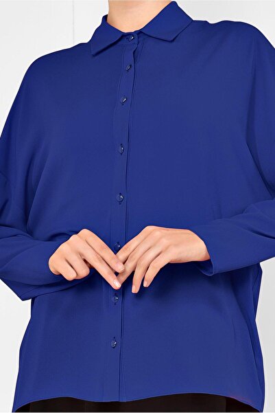 TRENDTESETTÜR Women's Navy Blue (PARLEMENT) Classic Blouse 4887