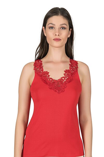 ÖZKAN underwear Özkan 2001 - Pack of 5 Women's Laced Cotton Ribbed Magnolia Tank Top