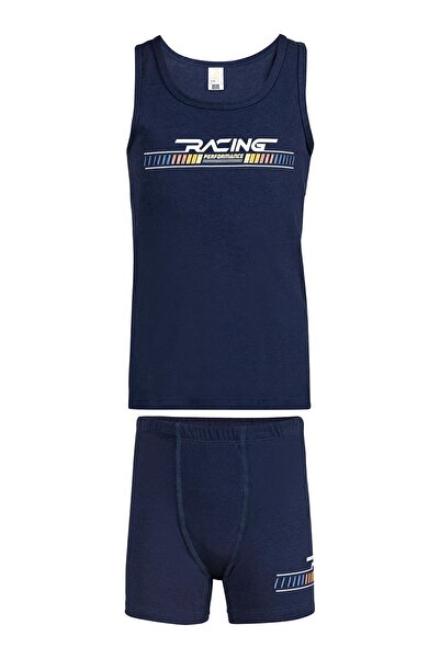 ÖZKAN underwear Özkan 32042 Хлопчачий бавовняний темно-синій шорти з товстими бретелями, комплект нижньої білизни