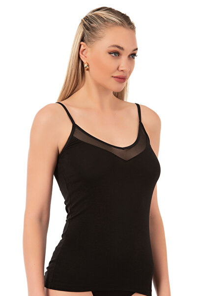 ÖZKAN underwear Özkan 22813 Γυναικείο βαμβακερό μοντάλ τούλι με λεπτομέρεια εσώρουχο με λεπτό λουράκι