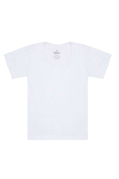 ÖZKAN underwear Özkan 0803 3-Pack Boys' 100% Cotton Ribbed Flexible Comfortable Short Sleeve Wide Collar Undershirt Undershirt