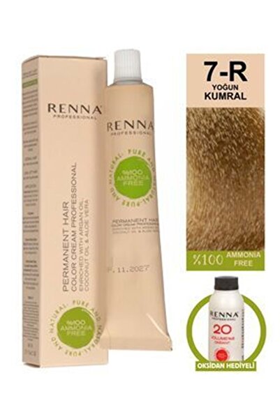 Renna AMONYAKSIZ Bitkisel Yıpranmış Saçlar İçin Saç Boyası 7-R YOĞUN KUMRAL 60ml