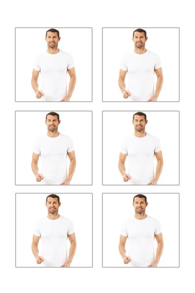 ÖZKAN underwear Özkan 0265 6 Pack Men's Cotton Closed Zero Collar Half Sleeve Undershirt T-Shirt