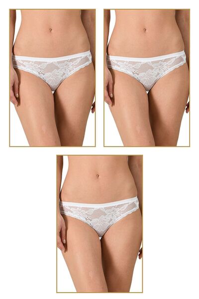 ÖZKAN underwear Özkan 25597 Pachet de 3 chiloți pentru femei din bumbac modal din dantelă