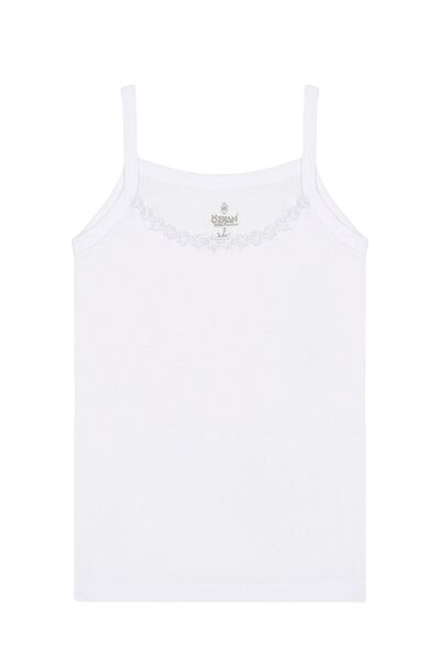 ÖZKAN underwear Özkan 0805 5 Pack Girl's Rib 100% Cotton Flexible Comfortable Rope Strap Collar Embroidery Daisy Detail