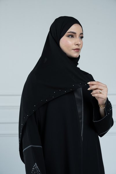 LAVİNİA Lavinia Women's Abaya, Embroidered Sleeves, Internet Fabric