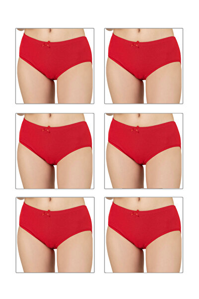 ÖZKAN underwear Özkan 0305 6 قطع من سراويل باتو النسائية القطنية المرنة المضلعة عالية الخصر