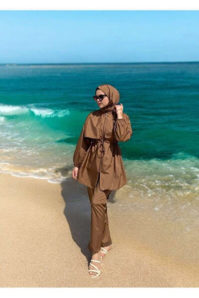 Besa Ψηφιακό μαγιό χιτζάμπ 3 τεμαχίων, μπλούζα, κάτω μέρος, σετ που δεν διαμαρκάει τις γραμμές του δέρματος και του σώματος