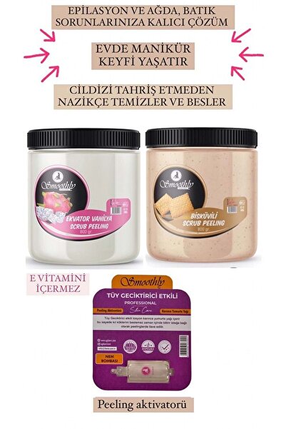 Smoothly Çilek Bacak Ve Batık Peelingi Ekvator Sütü 800g + Bisküvi 800 G E Vi...