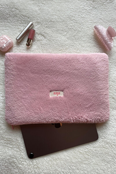 eles Pink Plush Tablet Bag, Pink Plush Tablet Case, Plush Tablet Bag 11-12 Inch