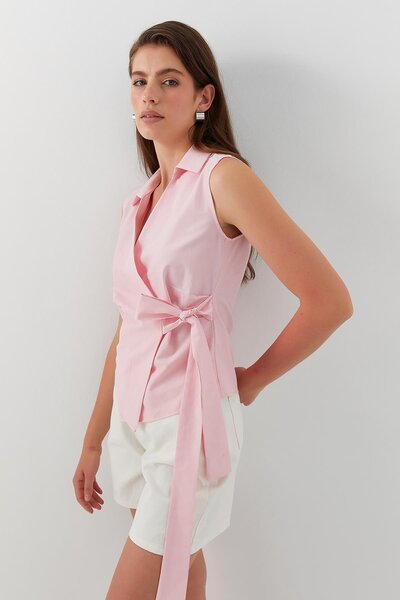 MARKALİSTE Plain Tie Shirt Pink