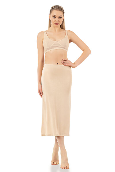 ÖZKAN underwear Özkan 26975 2'li Πακέτο Γυναικείο ύφασμα βισκόζης Μαύρο δέρμα Φόρεμα μακριά φούστα κάτω από το γόνατο Φόδρα κάτω φούστα Kombinezo