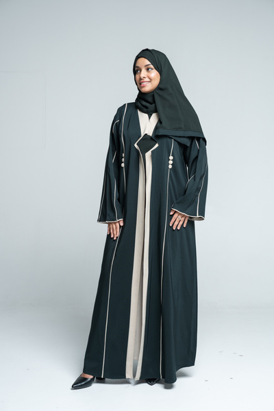 LAVİNİA Lavinia women's abaya, two-tone fabric, Barbie, regular cut