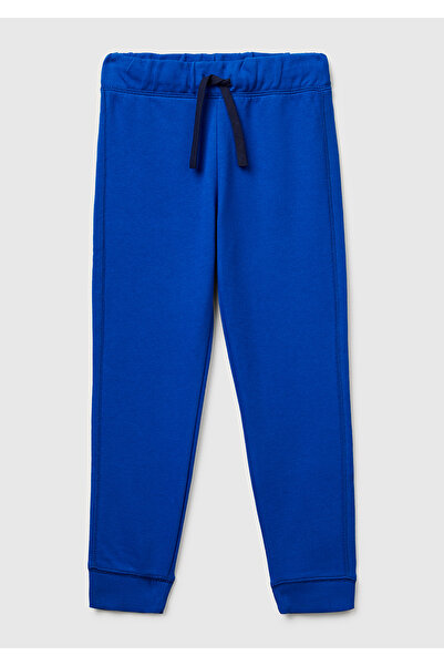 United Colors of Benetton Boy's Saks Blue Sweatpants with Logo on Back Pocket