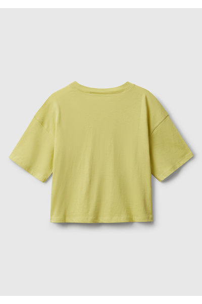 United Colors of Benetton Girl's mustard front printed jersey boxy t-shirt