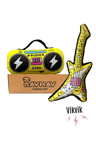Havhav Dog Plush Toy Set Vikvikli Guitar and Plush Radio Fun Activity Toys for Dogs