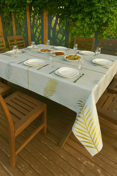 Rona Home Modern Leaf Pattern Tablecloth Waterproof Easy Wipe Pvc Table Cover Stylish and Luxurious Design