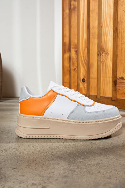 İmerShoes Casual Women's White Sneaker Lace-Up Lightweight Thick Flat Sole Walking Sports Shoes 451